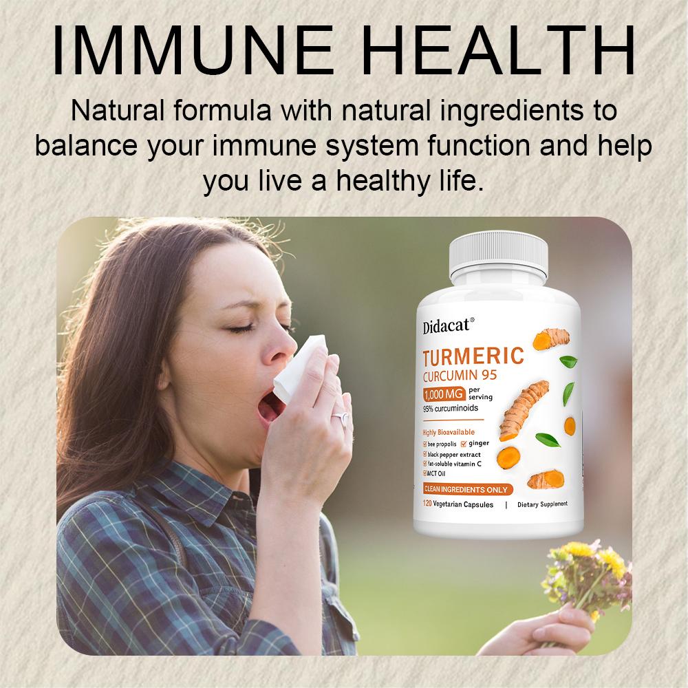Kurkuma Curcumin 95 1000mg, 120 vegetarische Kapseln Antioxidans und Gelenkunterstützung Nahrungsergänzungsmittel
