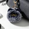 Lightweight Bag Pendant Plush Cat Ball Keychain Fluffy Kitten Pompom Charm Keychain with Charm Metal Lobster Clasp Backpacks Keys Decorative