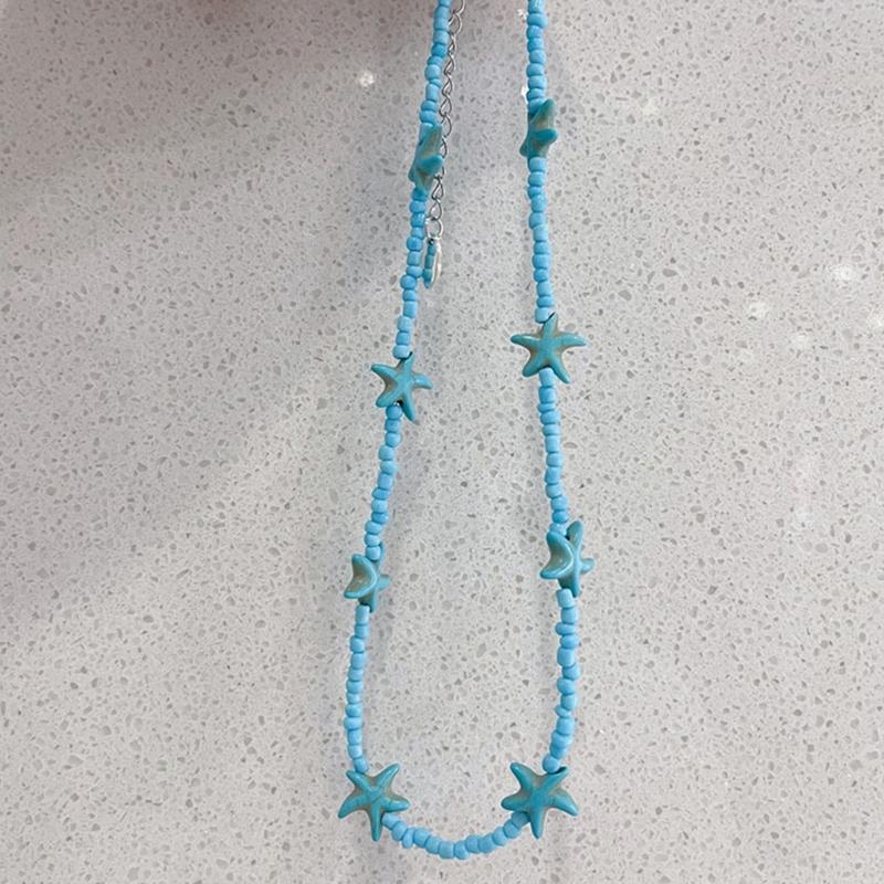 Starfish Charm Choker Chain Beaded Necklace for Women Stylish Neck Jewelry Gift