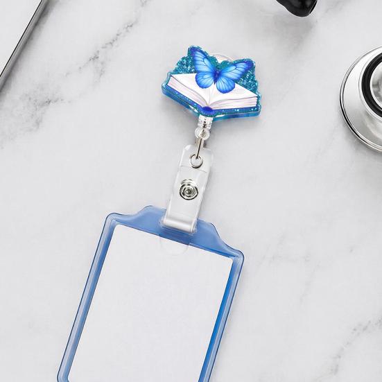 Telescopic Badge Holder Cute Glitter Reels, Acrylic Retractable with Clip, ID Name Tag Reel Card for Nurse Teacher Keychain Nurses
