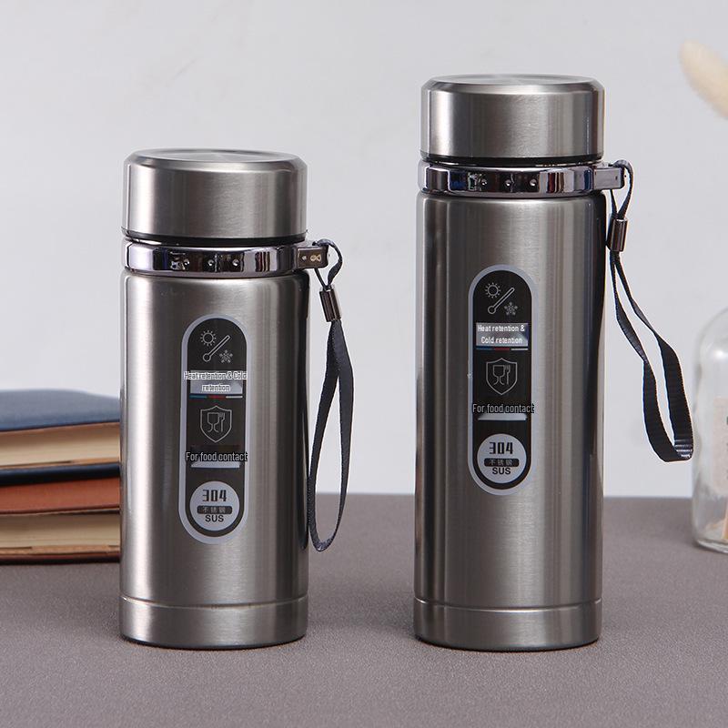 Gradient Rostfritt Stål Smart Isolerad Vattenflaska med Snodd - Stor Kapacitet, Bärbar för Utomhussporter