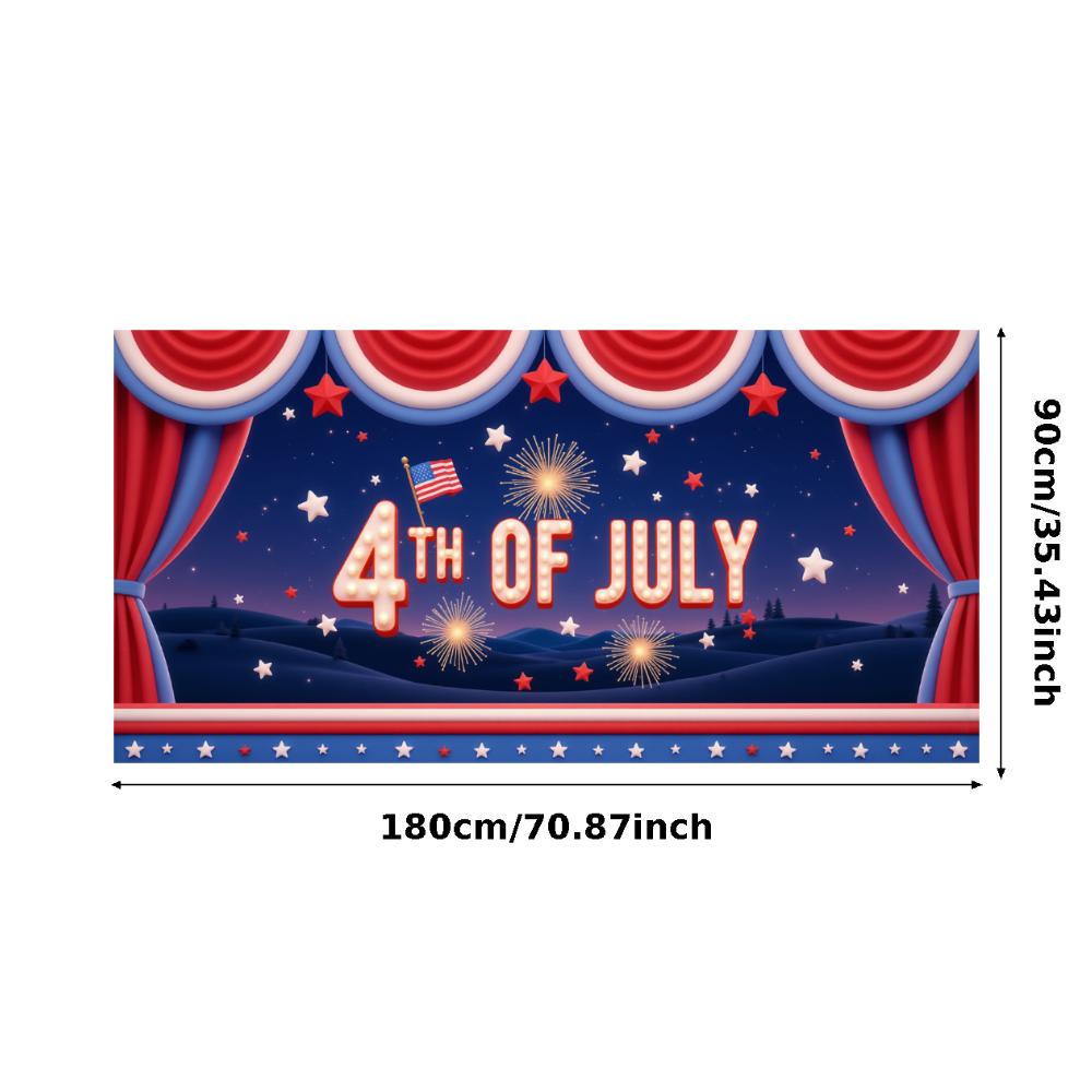 Polyester Material 4. Juli Banner Leichtes Viertes Juli Banner Feuerwerk Design Dekorative Wimpelkette für Feiertagszusammenkunft