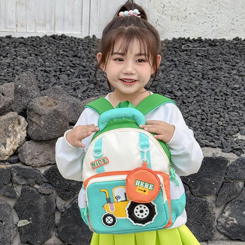 Capacity Large Backpack Cartoon Tractor Girls Boys Baby Kindergarten Bag School