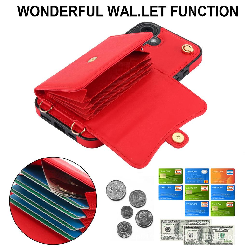 iPhone 17 Crossbody Wallet Case - Leather Protective Cover with Zipper Card Slot for Apple 16 Pro Max