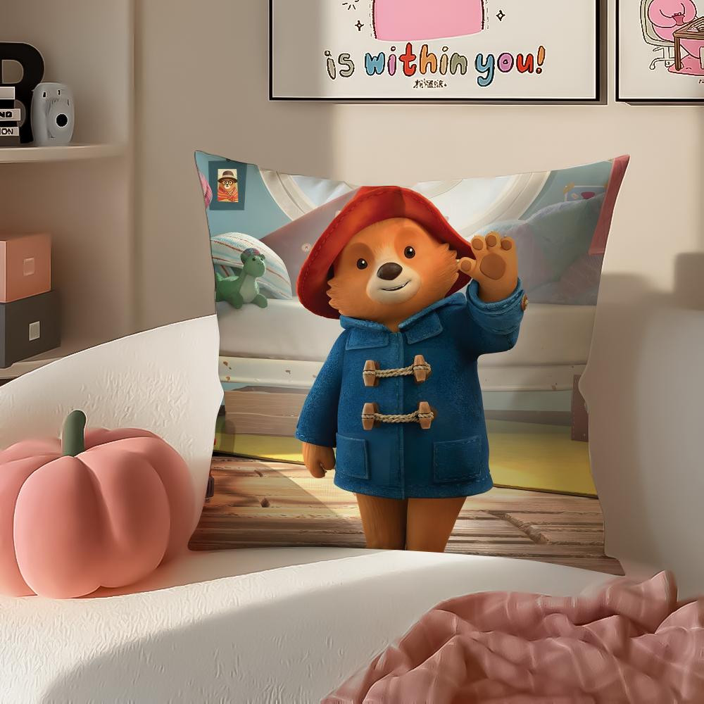 Cute Charming British Cartoon PPaddington Bear Cushion Cover Pillowcase Short Plush Invisible zipper Room Sofa Cushion Cover