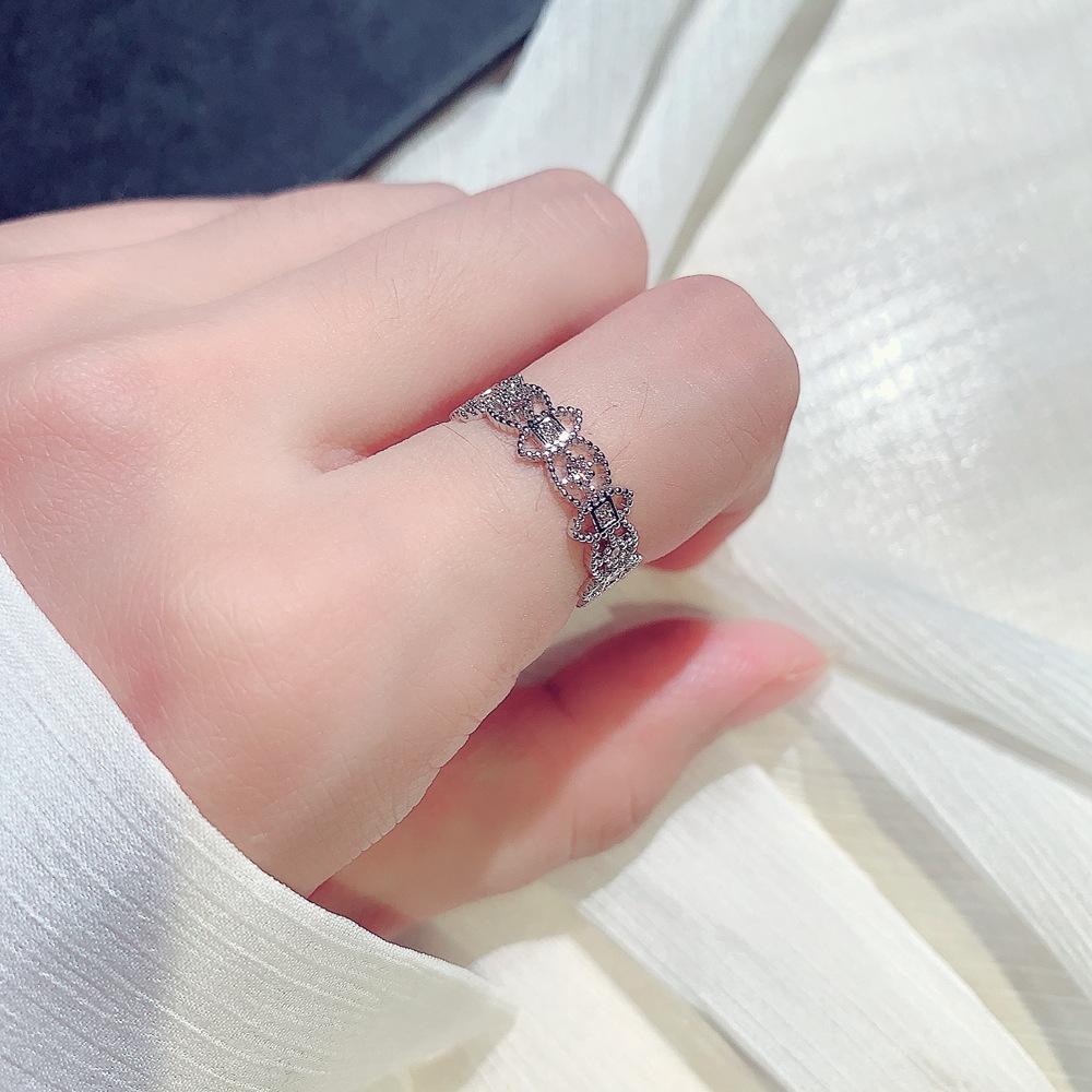 

Новое модное корейское издание европейское и американское изысканное супер красивое инкрустированное бриллиантами и цветами темпераментное открытое кольцо для женщин No. 10