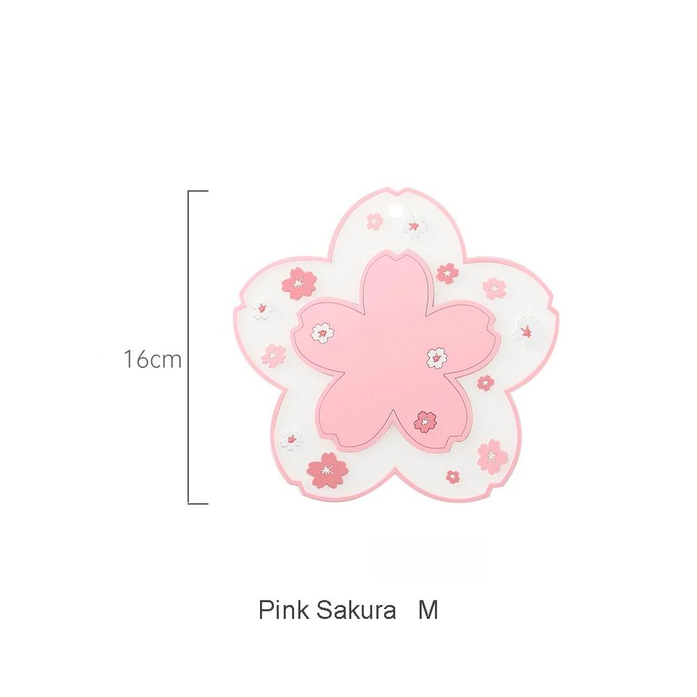 1PC Cherry Blossom Coaster Tea Cup Mat Kawaii Flower Shape Placemat Heat Resistant Table Mats Mug Protector Pad Drink Cup Mat