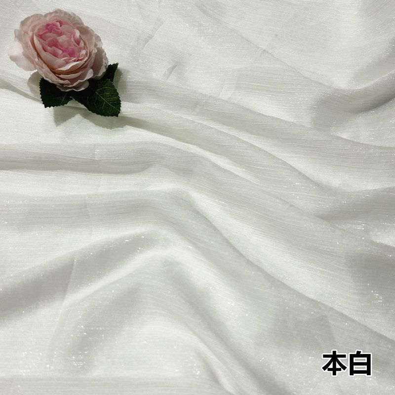 Shiny Silver Wire Crinkle Chiffon Fabric Plain By The Meter for Clothes Hanfu Dress Shirt Diy Sewing Cloth Soft Breathable Black