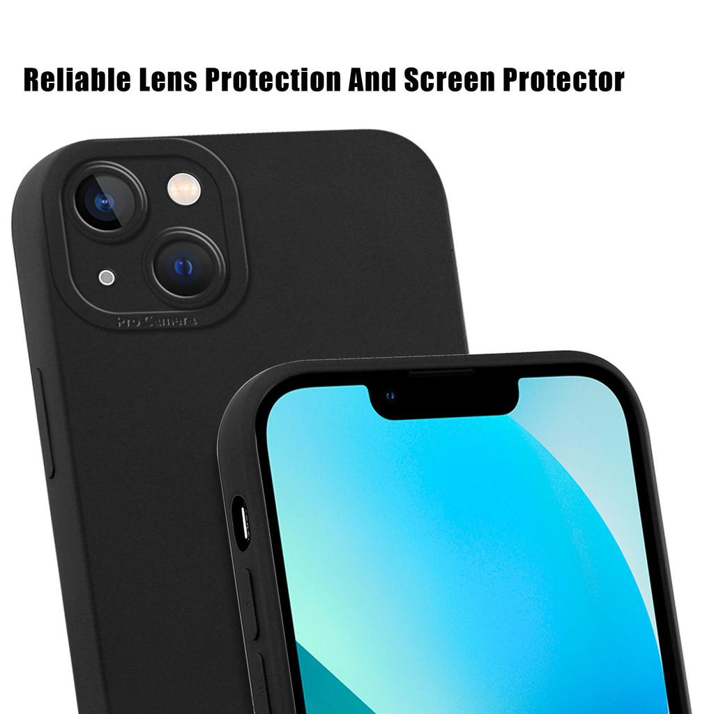 Luxury for iPhone 16 15 14 Pro Max Plus 13 12 11 7 Black Phone Case,Soft TPU Silicone Shell Shock-Absorbing Camera Protection Cover
