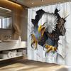 1pc Bald Eagle Breaking Through Wall Shower Curtain - American Bald Eagle Bathroom Decor with Dramatic Talons & Beak