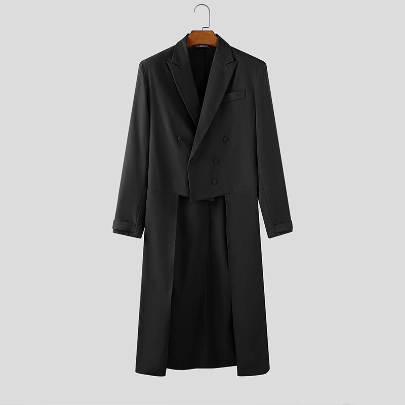 

INCERUN Мужские блейзеры-туники с высоким низом и неровными разрезами с лацканами с вырезом M чёрный