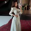 Robe Longue Maxi à Manches Longues Imprimé Floral pour Femme Robe de Soirée Formelle Plissée