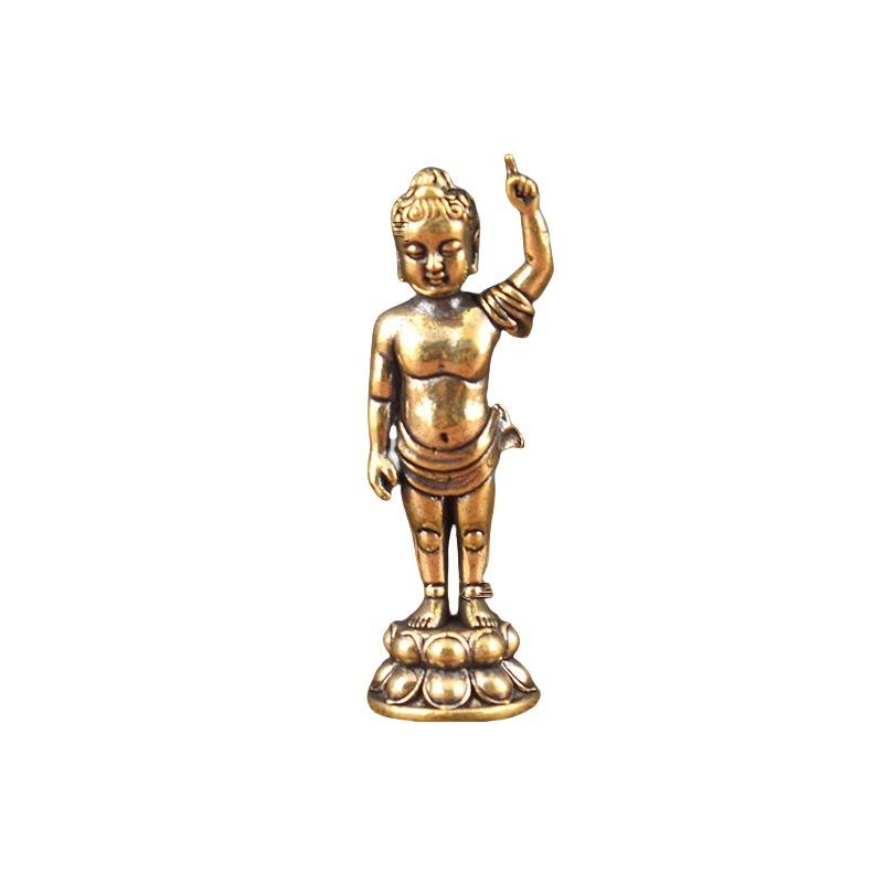 Brass Sidado Prince Fengbao Offering Ornaments Statue Buddha Sakyamuni Home Office Decoration