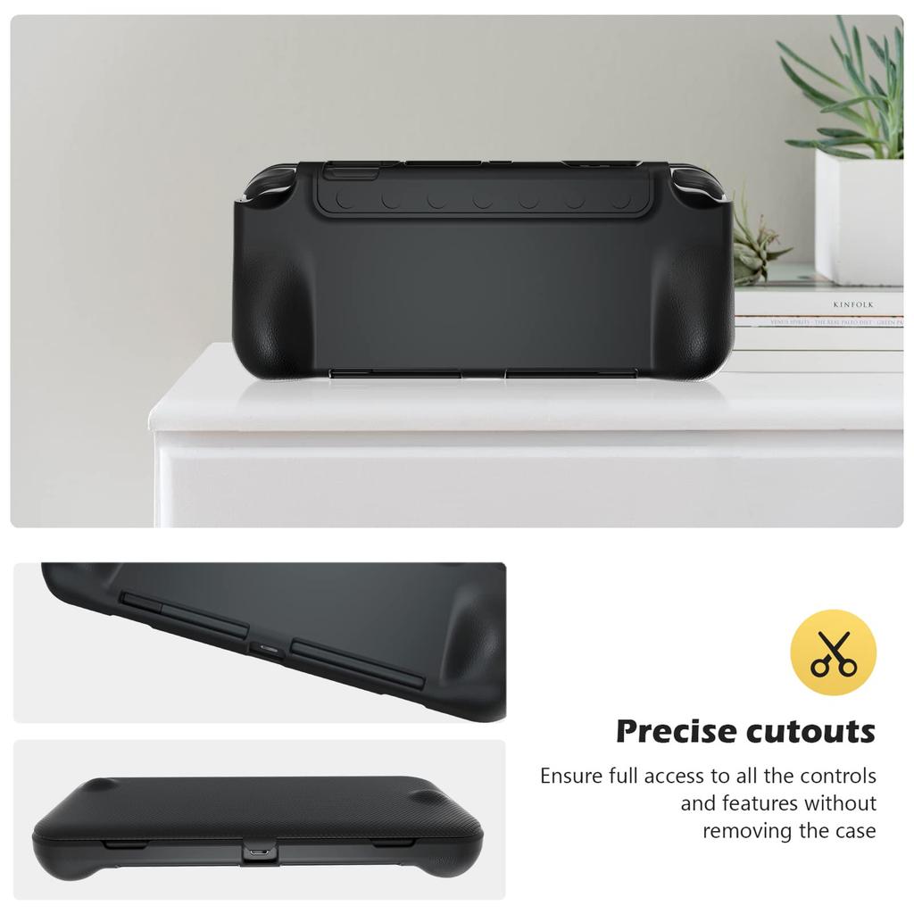 Procase Switch OLED 2021 Capa Flip com 2 Capas Finas de TPU Macio Capa Protetora à Prova de Choque Filmes Pretos, -