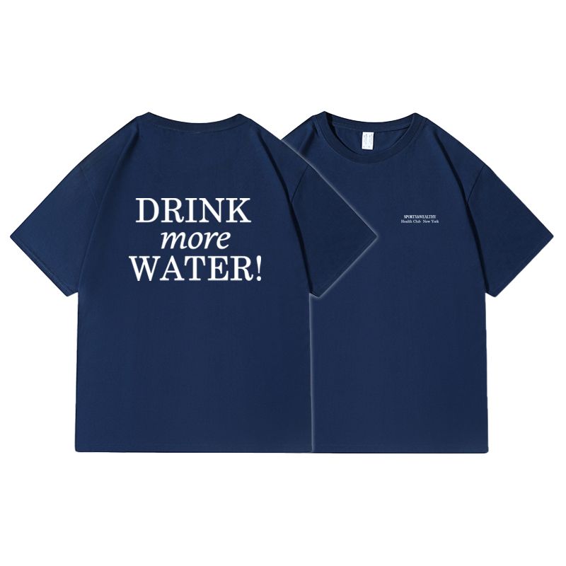 

Drink More Water Drink More Water Short-Sleeved T-shirt for Women plus Size Half Sleeve Navy blue XXL