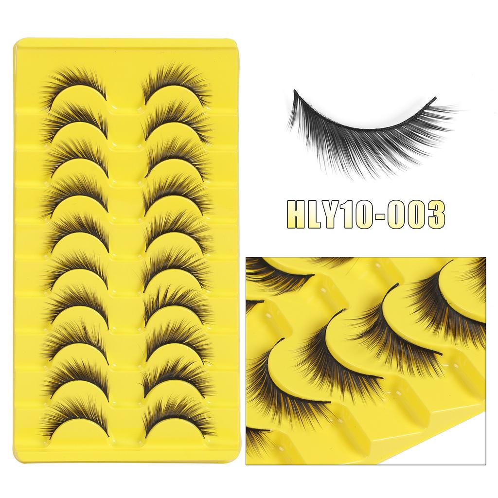 10 Pairs Of Oblique Flying Fox Eyes Large-Capacity Mixed False Eyelashes Natural Thick Simulated Eyelashes