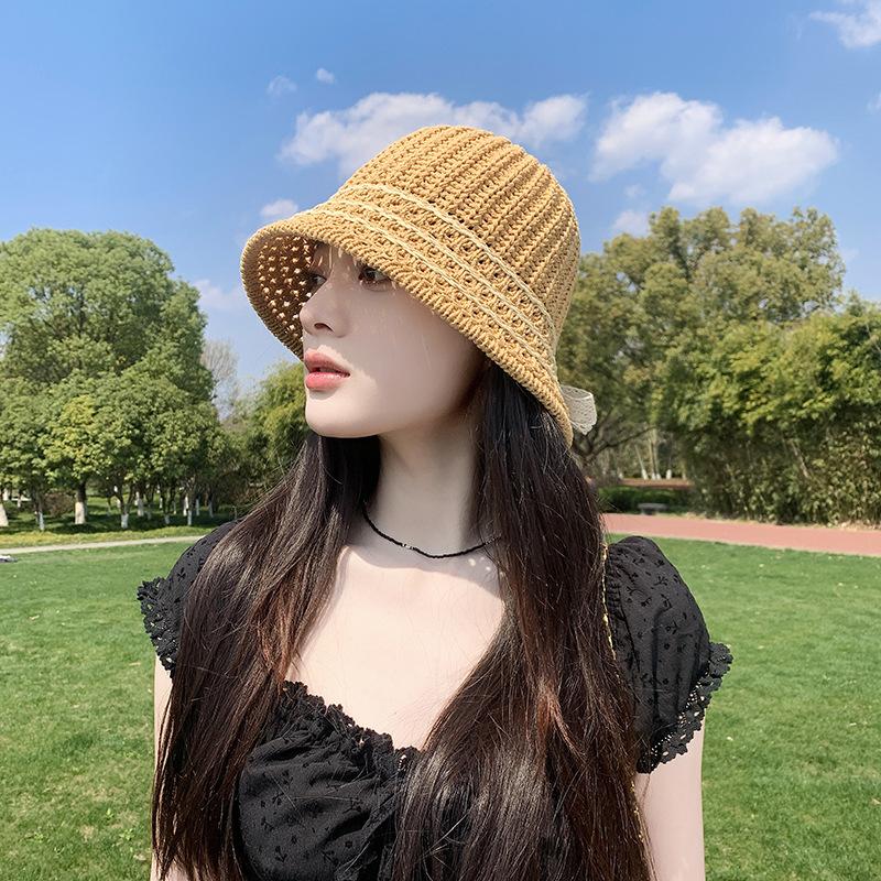 Korean Casual and Versatile Sun shading Hollow Fisherman Hat Thin Braided Temperament Fashionable Fisherman Hat Women Spring and Summer Face Small