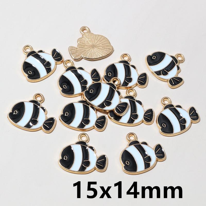 20pcs Enamel Fish Charms Pendant for Earrings Necklace Bracelet Findings Alloy Metal DIY Jewelry Making Accessories