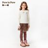 PawinPaw Girls' Cartoon Bear Knit Ribbed T-shirt