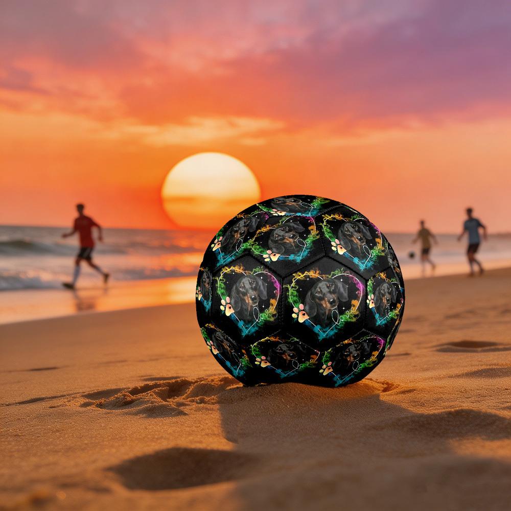 1pc Dachshund Heart Frame Theme Soccer Ball Football, Size 5, Lightweight PVC, Outdoor Training Soccer Ball,Gift C6516