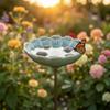 Ceramic Flower Bee Feeder, Garden Bee Watering Station, Outdoor Decorative Butterfly Cup for Thirsty Pollinators Patio Yard Decor