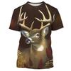 Hirsch 3D-Druck T-Shirt Lustige Tierjagd Grafik Kurzarm Rundhals T-Shirt Herren Outdoor Trend Persönlichkeit Tees