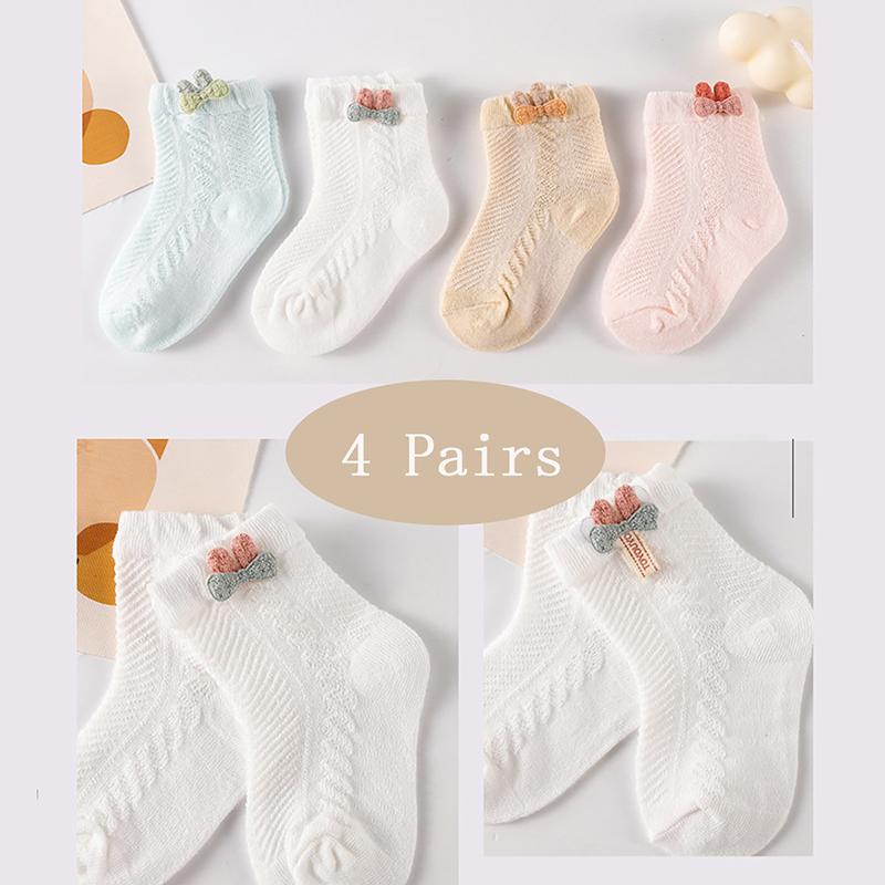 4 Paar Neugeborenen Socken Baby Sommer Dünn Niedlich Niedlich Mittelhohe Kurze Socken Mode Neu Baby Nahtlos Atmungsaktiv Mittelhohe Socken