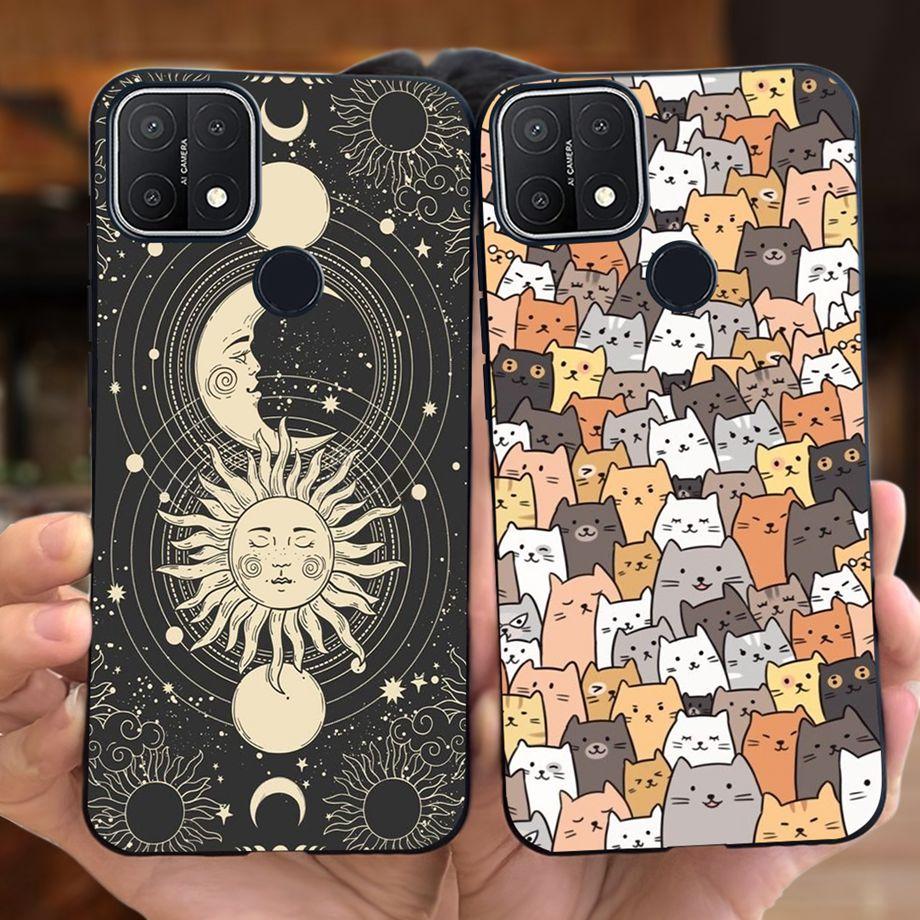 For Oppo A15 A15s Case Soft Silicone Phone Cases For OppoA15s A 15 s OppoA15 Cute Marble Moon Animals Back Cover Coque Capa Etui