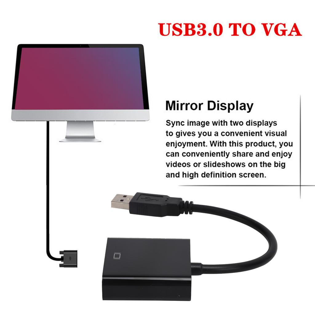 USB3.0 To VGA Converter 5Gbps HD 1080P Adapter Cable 15Pin Female External Video Card