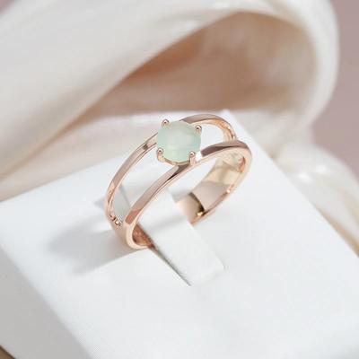 Semplice anello in zircone verde chiaro per donna color oro rosa, gioielli raffinati per matrimonio e fidanzamento