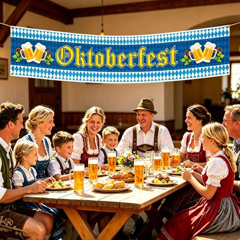 München Oktoberfest Banner Fahnen Blau Weiß Themenparty Hängende Dekorationen Deutsches Bierfest Benutzerdefinierte Girlande
