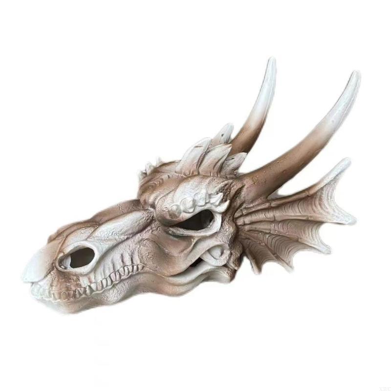 Landscaping Decorations Resin Dinosaur Skull Shelter House Aquariums Ornaments X3UC
