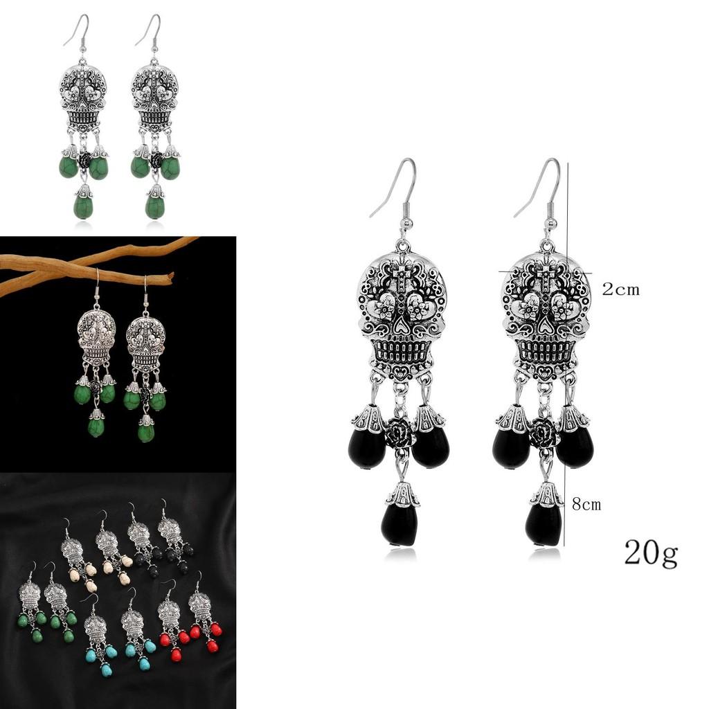 Vintage Style Skeleton Drop Earrings With Electroplated Finish For Women Party Wear