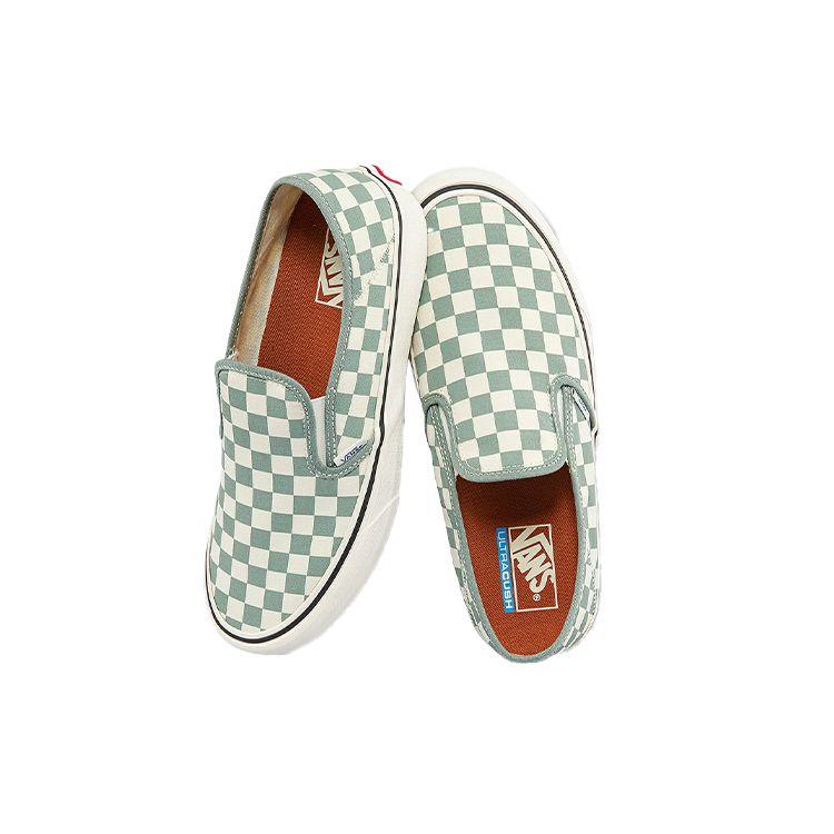 Vans Slip-On Low Top Skate Shoes Green And White Checkerboard Unisex Sneakers VN0A5HYQB8O