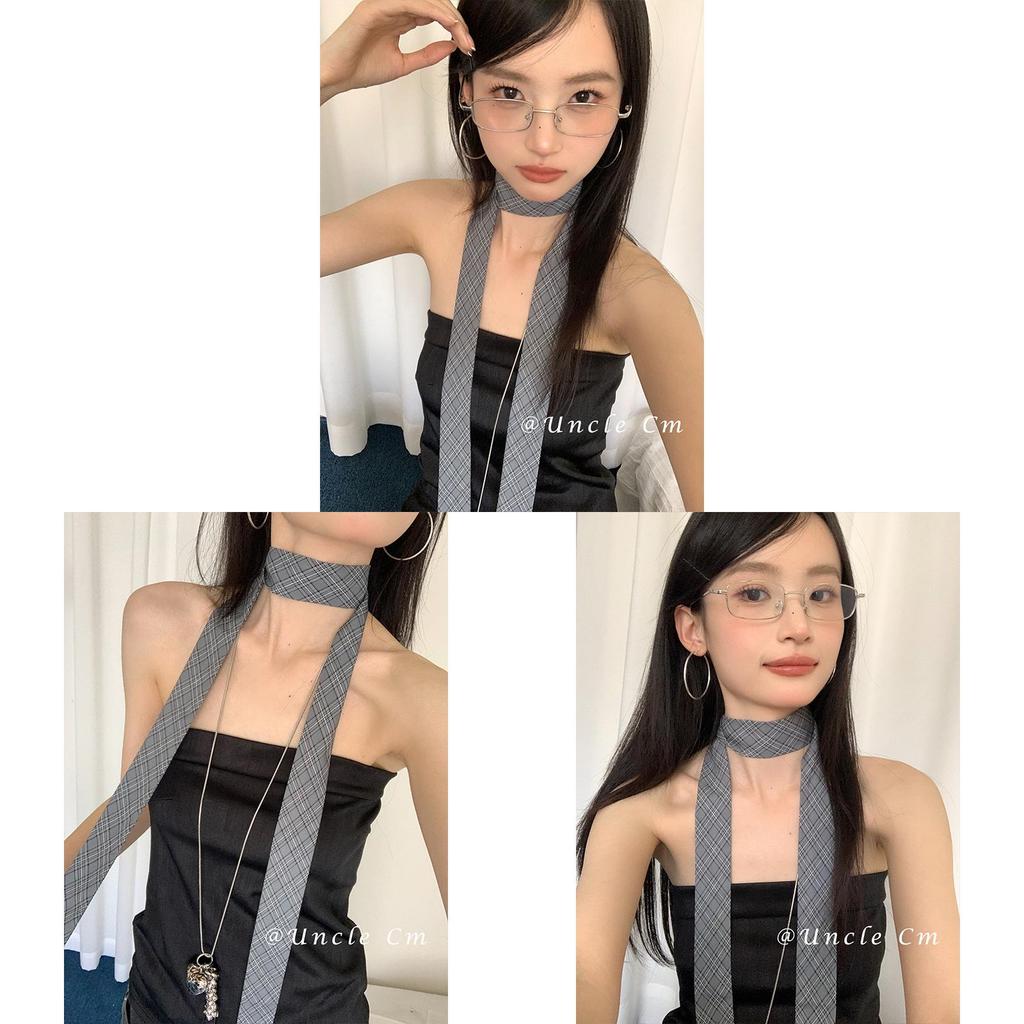 Minimalist Plaid Silk Scarf For Women With Lightweight Design Perfect For Summer Outfits