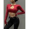 Fashion Long Sleeves Women's Cut Out Sexy Top Quick-Drying Yoga