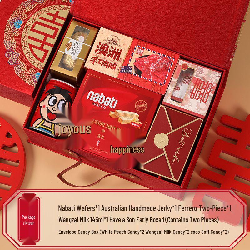 Luxury Chinese Wedding Candy Gift Box with Sugar Candies, Bridesmaid Favors, Return Gifts, and Thank You Tokens