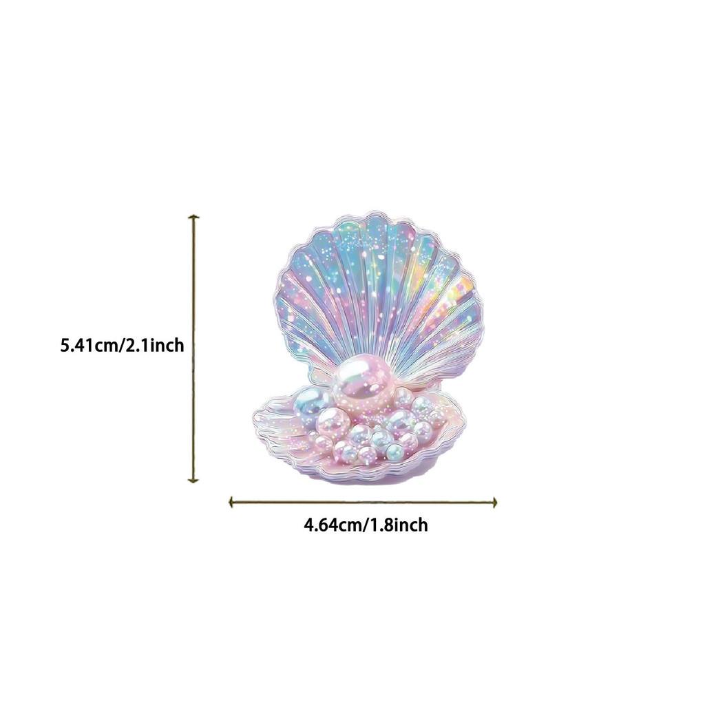 50-Piece Transparent Cartoon Watercolor Shell Sticker Pack - Waterproof Clear PET Decor for Hand Accounts, Guitars & Notebooks