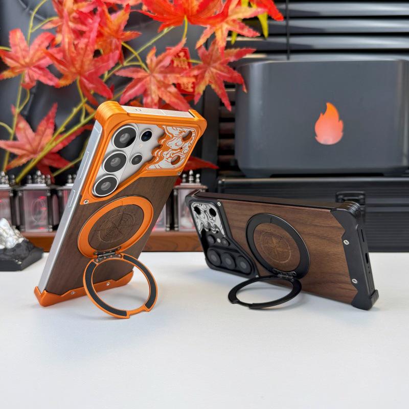 Compatible with Samsung S23 Ultra/S22 Ultra, 360° Rotating Stand Phone Case with Metal Protection.