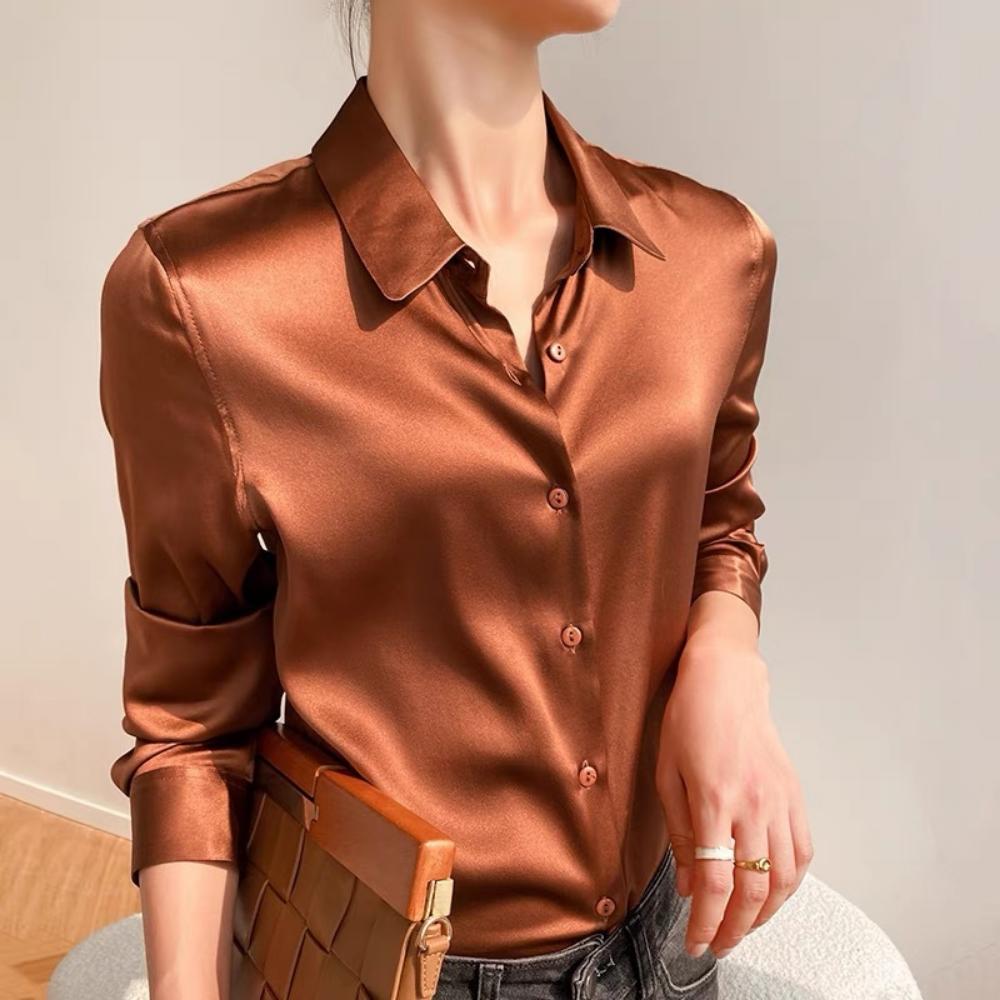 Japanese Satin Anti-wrinkle Droop Texture High-end Shirt for Women Long Sleeves Can Be Fashionable and Professional