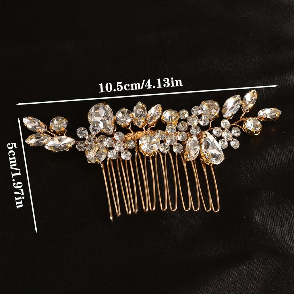 Sparkling Rhinestone Hair Combs Wedding Elegant Alloy Comb Barrette for Thick Curly Hair Styling