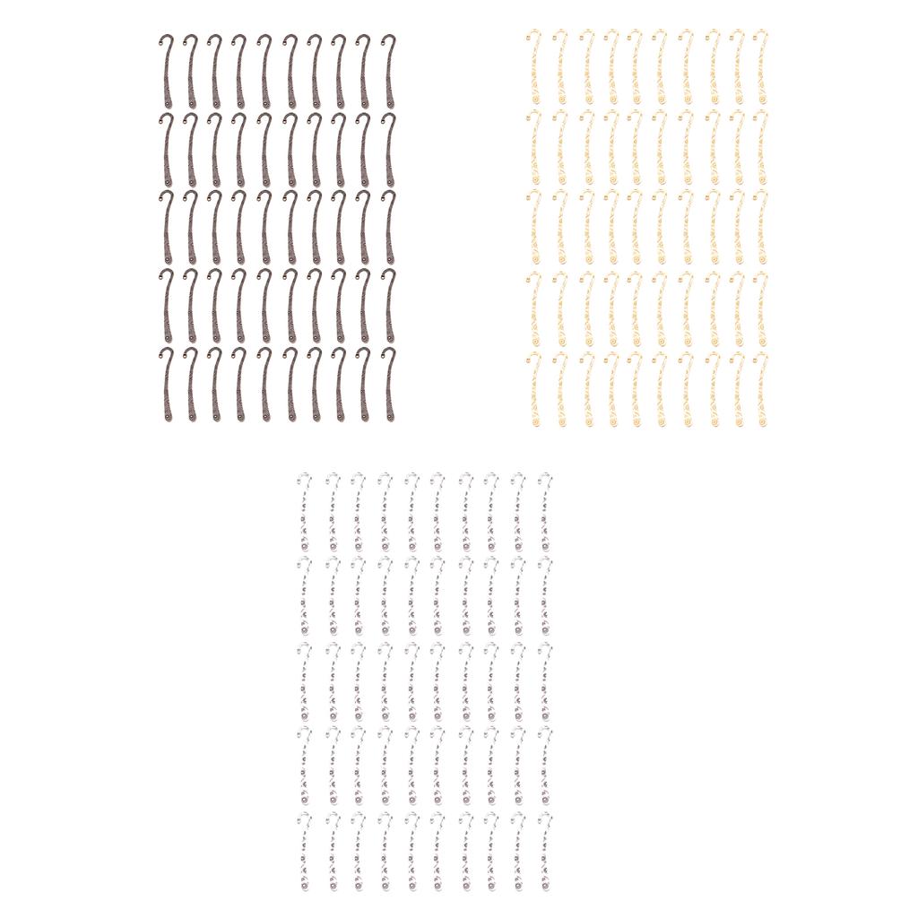 50Pcs Vintage Engraved Hook Bookmarks Metal Hook Bookmarks Reading Accessories for Book Lover Reader Teacher Student