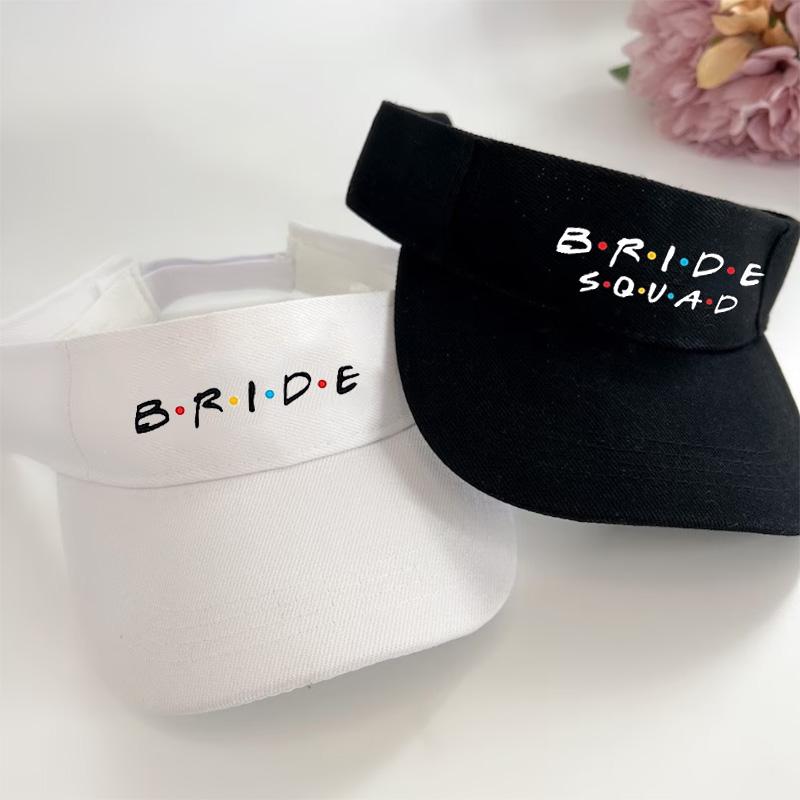 Bride Squad black white Visor Hat Friends Themed Bachelorette Party bridal shower beach pool wedding Bridesmaid proposal gift
