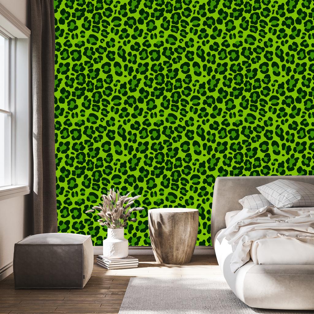 Bottle Green and Lime Leather Wallpaper 50x1000