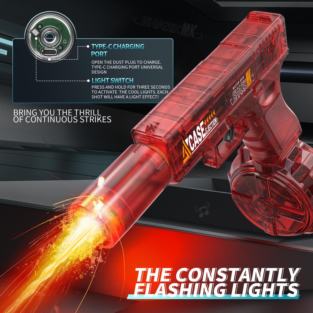 Non-Toxic Simulated Firing And Recoil Electric Water Gun Toys Children Automatic Sensor Lights Water Pistol Summer Outdoor Beach Kids Toy