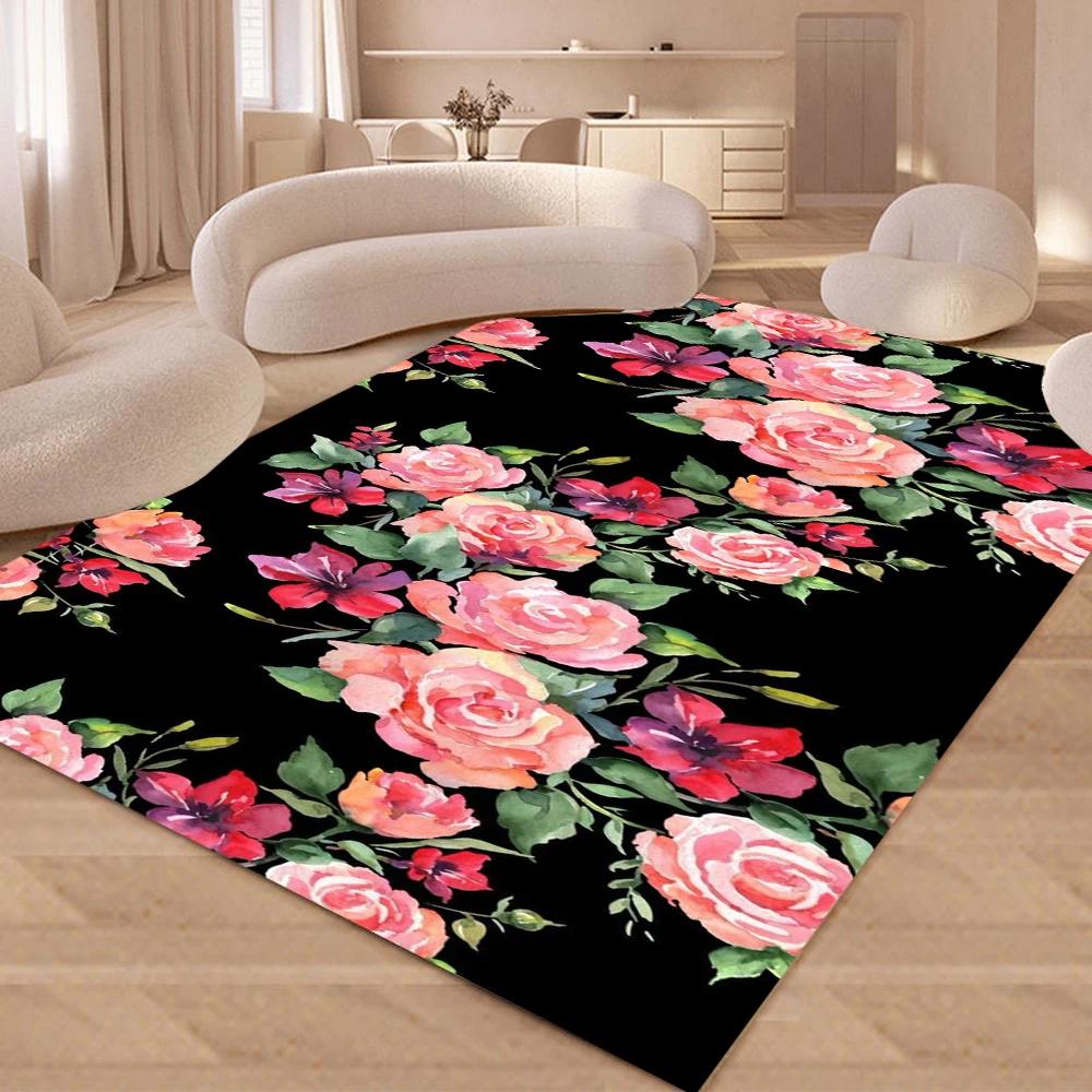 3D Nordic Flower, Daisy Area Rug,Carpet Rug for Living Room Bedroom Sofa Doormat Kitchen Decoration,Kids Play Non-slip Floor Mat