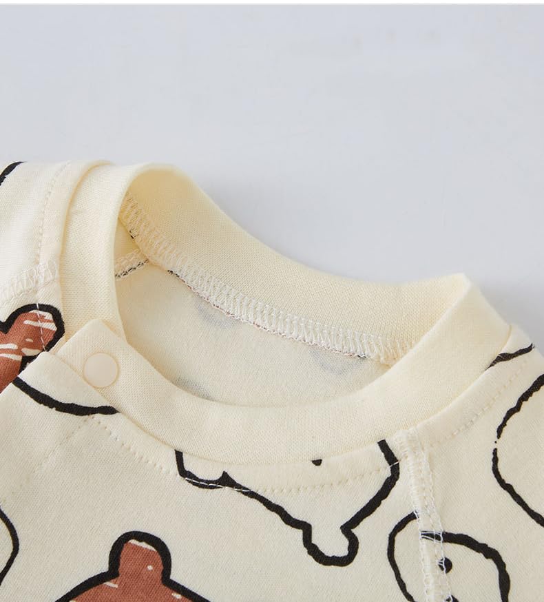 Jaydyequ Baby Long Boys and Lightweight Romper Baby Print Bear 59cm Clothes, Sleeve, Spring/Autumn, Girls, Coverall, Prep, Gift, All-Year Material,