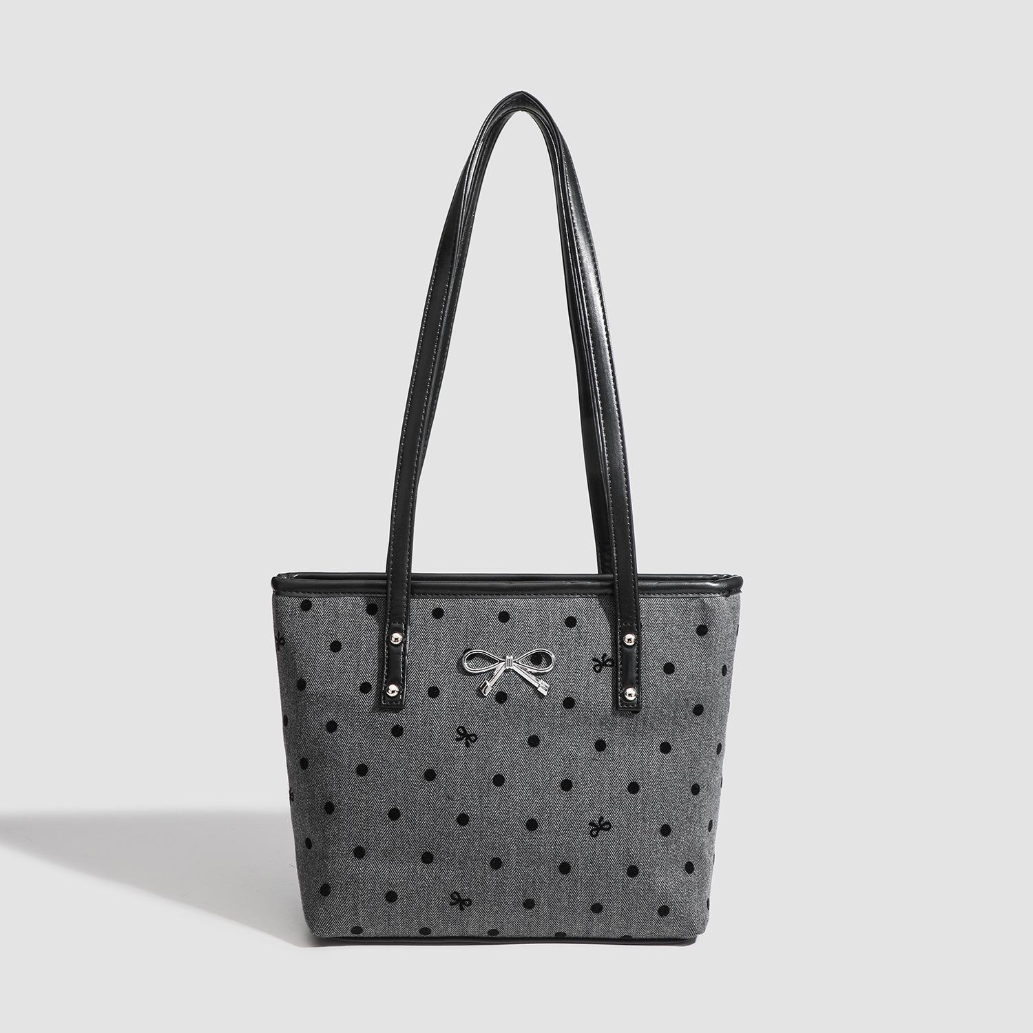 

Преппи Холщовая Сумка-Тоут с Бантом - Большая Повседневная Наплечная Сумка 2025