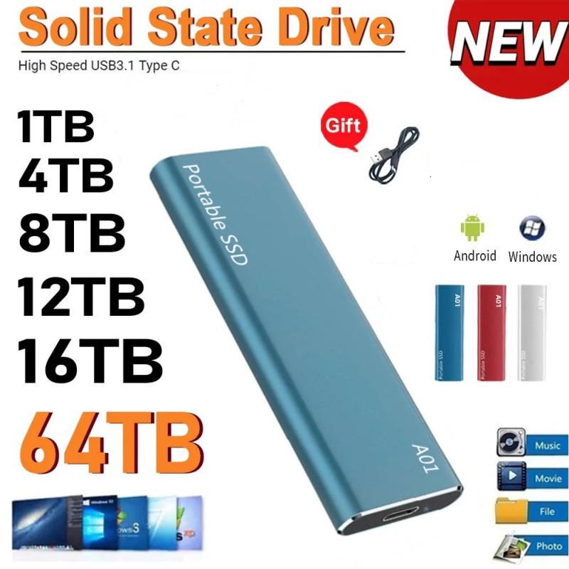 

Высокоскоростной портативный SSD: 500 ГБ - 128 ТБ USB 3.0 Расширение 128TB чёрный