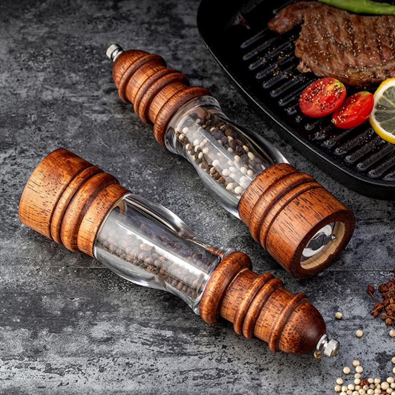 Wooden Spice Grinder Manual Salt And Pepper Grinder Set Cute Organic  Sustainable Wood Salt Pepper Mill Grinder